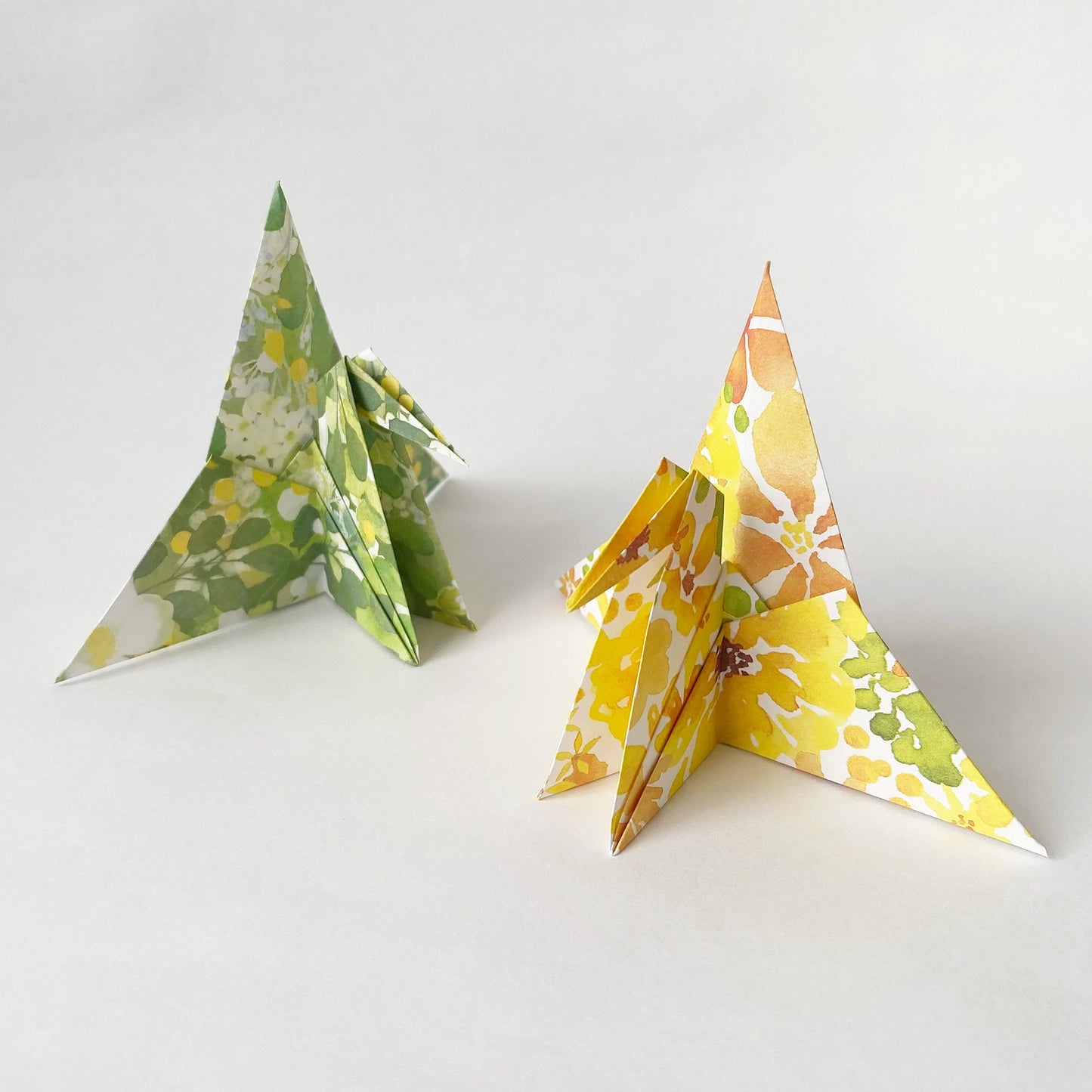 Set of Floral Pattern Origami Crane Place Card Holders