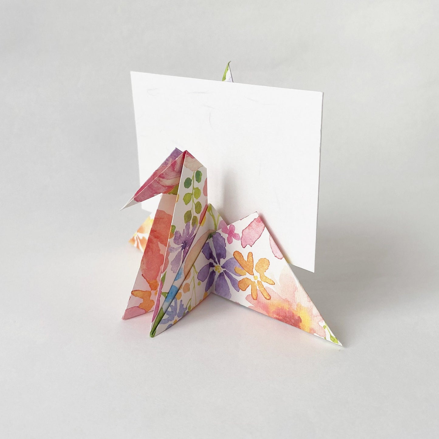 Set of Floral Pattern Origami Crane Place Card Holders